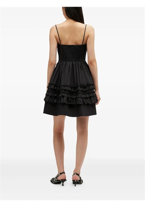 frill mini dress woman black GANNI | A1030207099