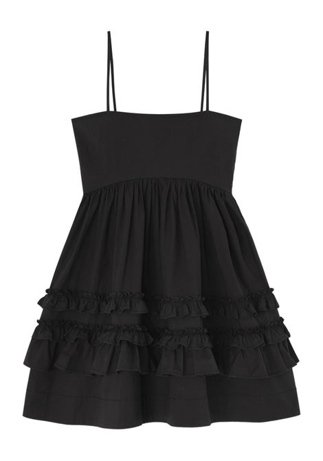 abito mini frill donna nero GANNI | A1030207099