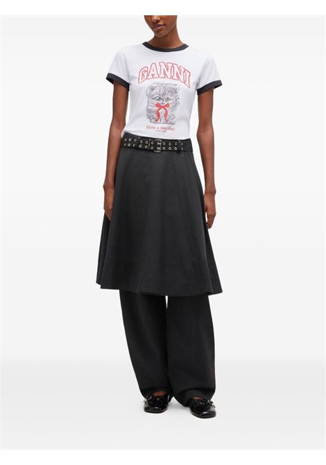 t-shirt cropped kitty donna bianca GANNI | A1050030151