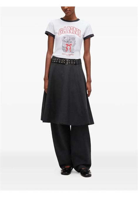 cropped kitty t-shirt woman white GANNI | A1050030151