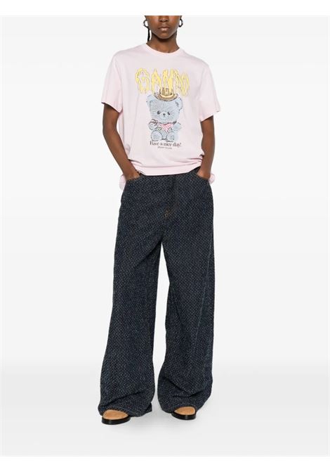 cowboy bear t-shirt woman pink GANNI | A1050074868