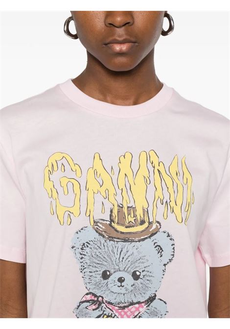 cowboy bear t-shirt woman pink GANNI | A1050074868