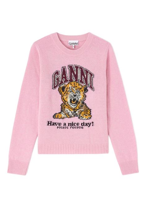 maglione graphic wool donna rosa GANNI | A1070047868