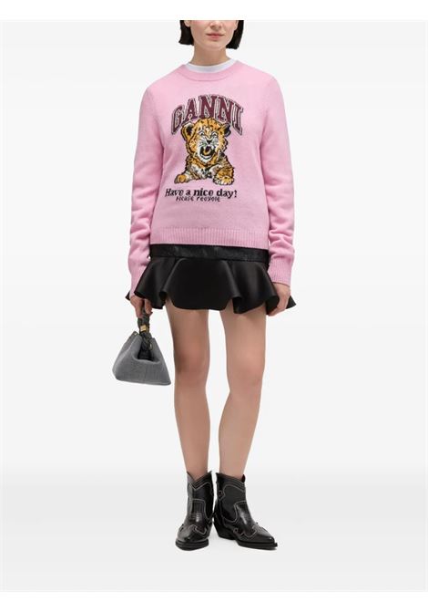 graphic wool jumper woman pink GANNI | A1070047868