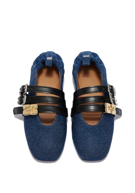 ballerine sue triple ballerina denim  donna blu GANNI | B1020073569