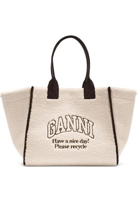 shearling xxl tote bag woman egret GANNI | B2110033135