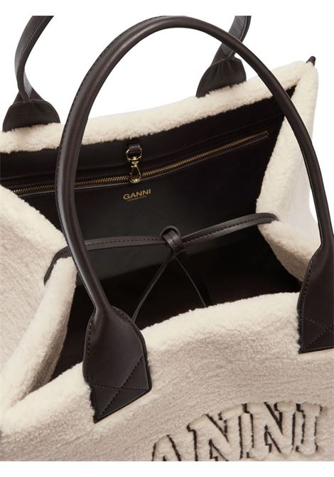 shearling xxl tote bag woman egret GANNI | B2110033135