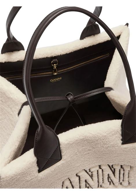 shearling xxl tote bag woman egret GANNI | B2110033135