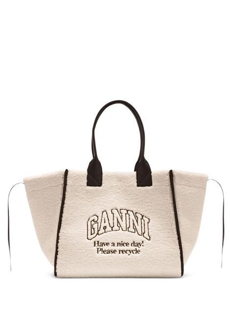 shearling xxl tote bag woman egret GANNI | B2110033135