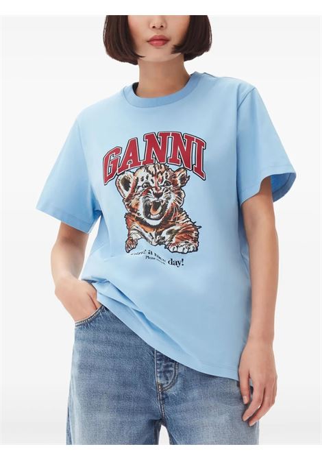 tiger t-shirt woman light blue GANNI | T4007745