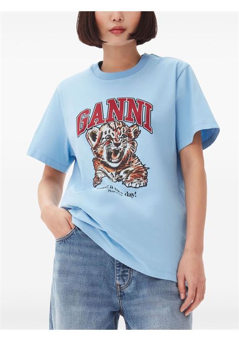 tiger t-shirt woman light blue GANNI | T4007745