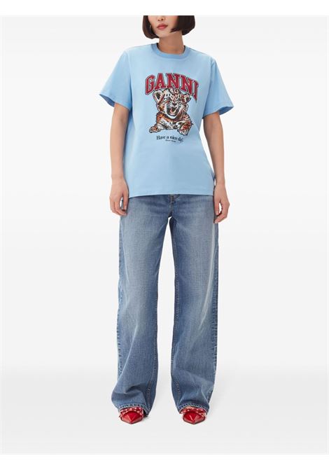 tiger t-shirt woman light blue GANNI | T4007745