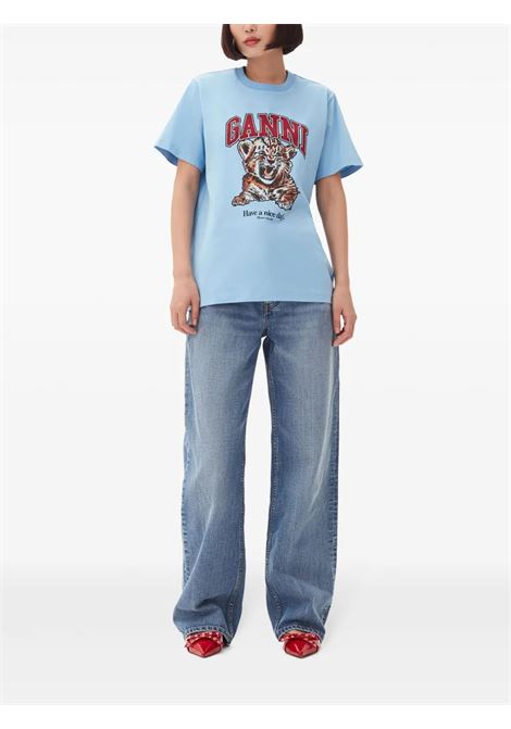 tiger t-shirt woman light blue GANNI | T4007745