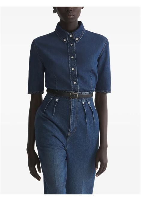 denim fitted short sleeve shirt woman blue MUGLER | 26P6TO086120326142
