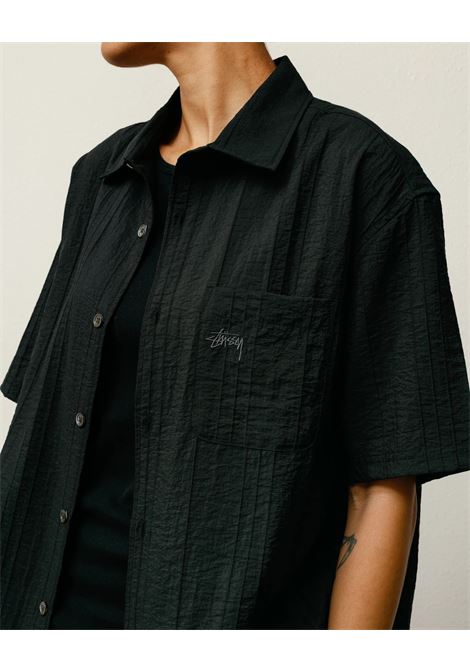 camicia pleated textured unisex nera STÜSSY | 11103830001