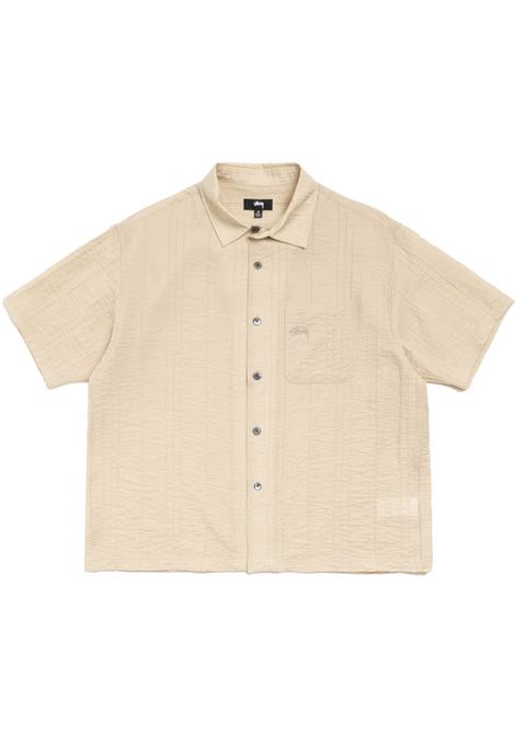 pleated textured shirt unisex tan STÜSSY | 11103831005