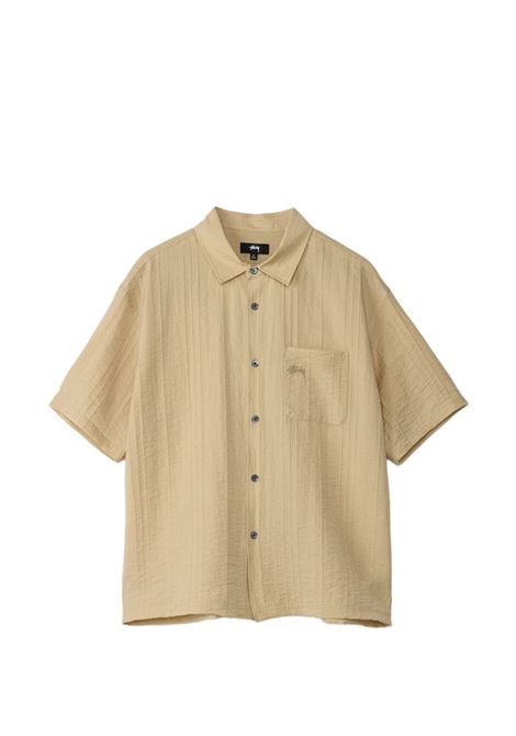 pleated textured shirt unisex tan STÜSSY | 11103831005