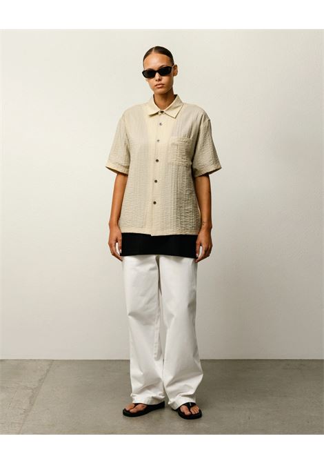 pleated textured shirt unisex tan STÜSSY | 11103831005