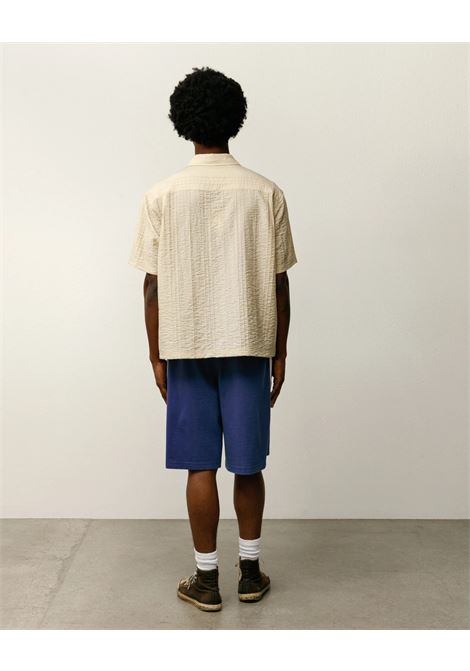 pleated textured shirt unisex tan STÜSSY | 11103831005