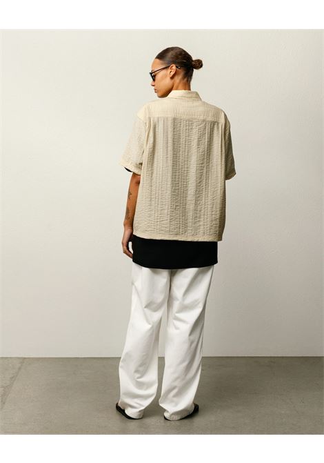 pleated textured shirt unisex tan STÜSSY | 11103831005