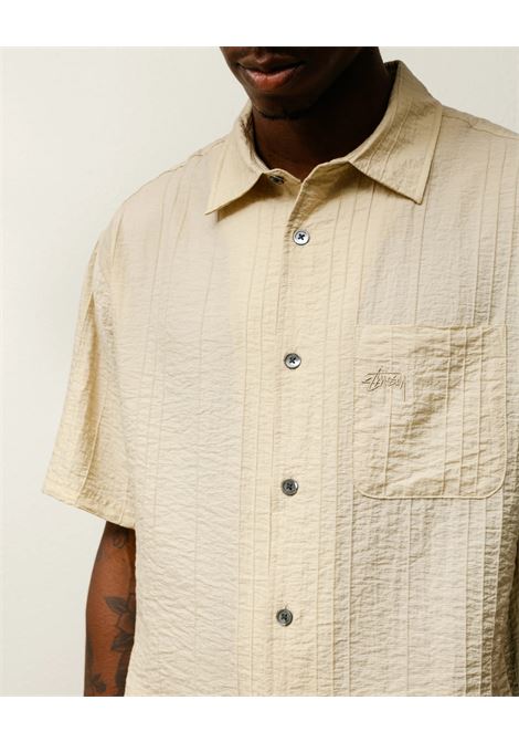 pleated textured shirt unisex tan STÜSSY | 11103831005
