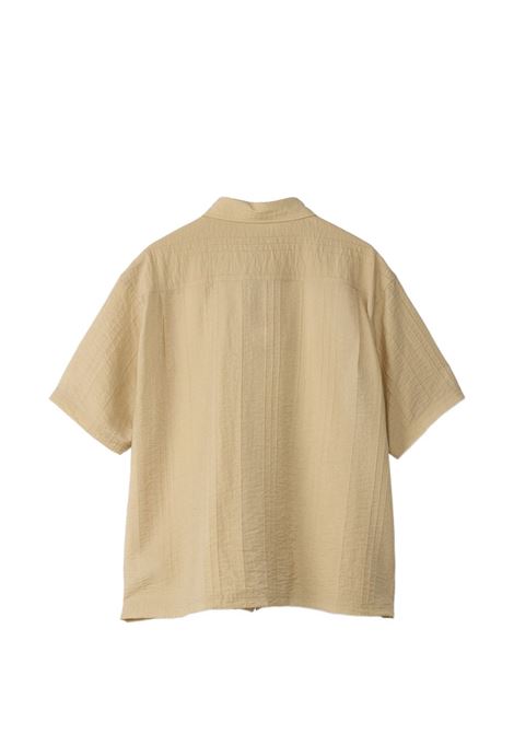 pleated textured shirt unisex tan STÜSSY | 11103831005