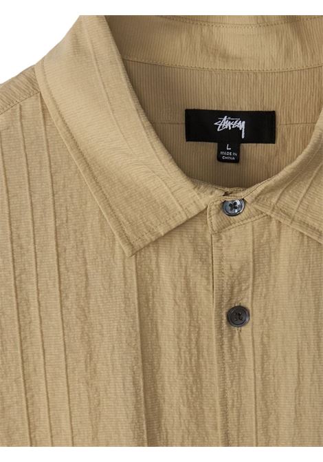 pleated textured shirt unisex tan STÜSSY | 11103831005