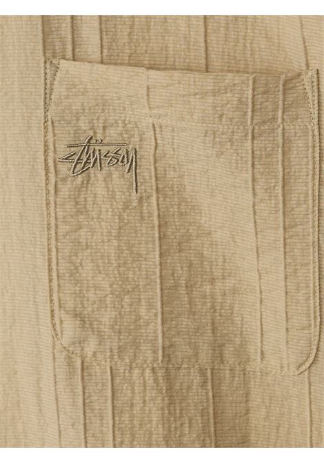 pleated textured shirt unisex tan STÜSSY | 11103831005