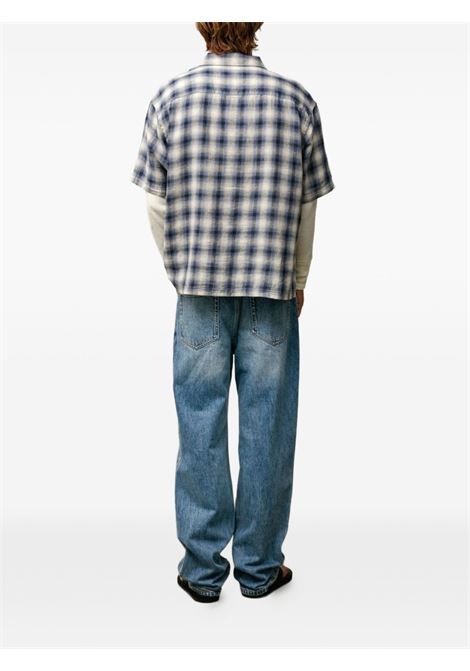 liamm ss plaid shirt unisex blue STÜSSY | 11103850801