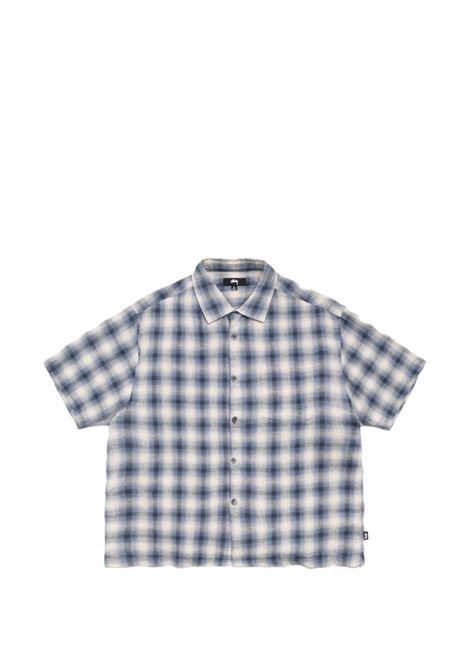 liamm ss plaid shirt unisex blue STÜSSY | 11103850801