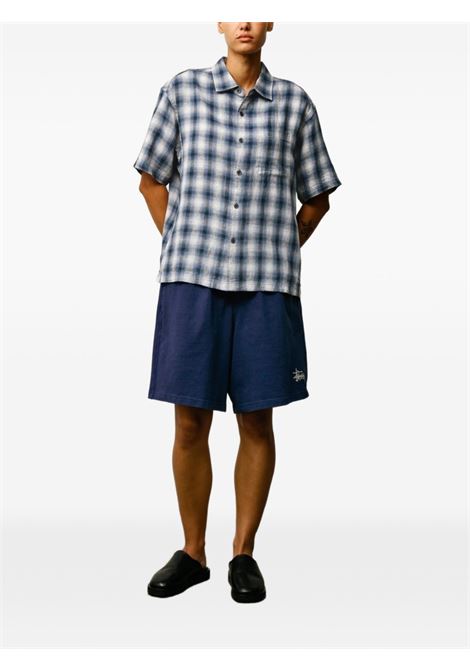 liamm ss plaid shirt unisex blue STÜSSY | 11103850801