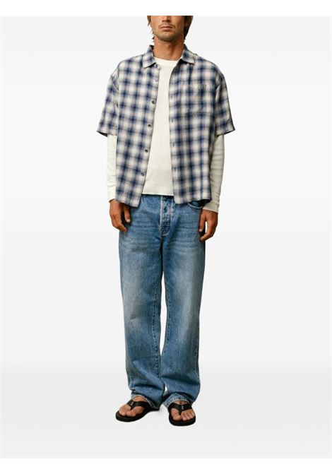 liamm ss plaid shirt unisex blue STÜSSY | 11103850801