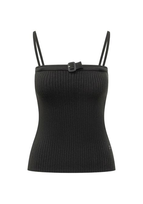 buckle rib knit top woman black COURRÈGES | 126MDE156FI00019999