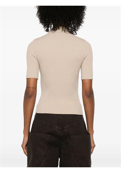 reedition ss rib knit sweater woman cappuccino COURRÈGES | PERMPU026FI00011054