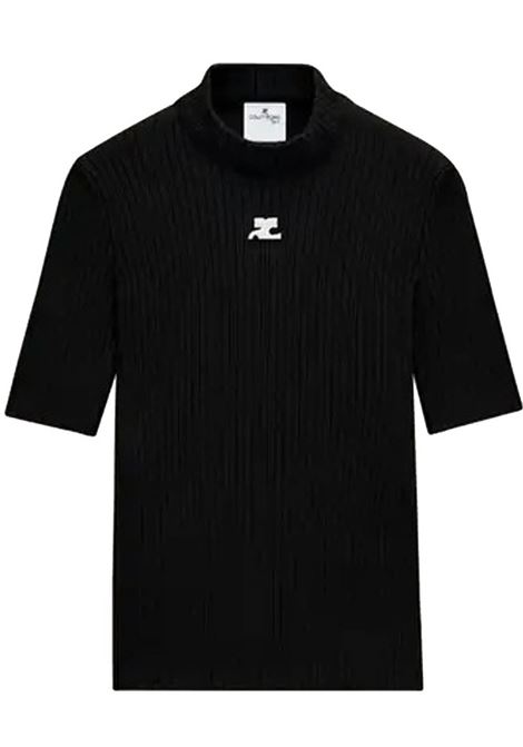 reedition ss rib knit sweater woman black COURRÈGES | PERMPU026FI00019999