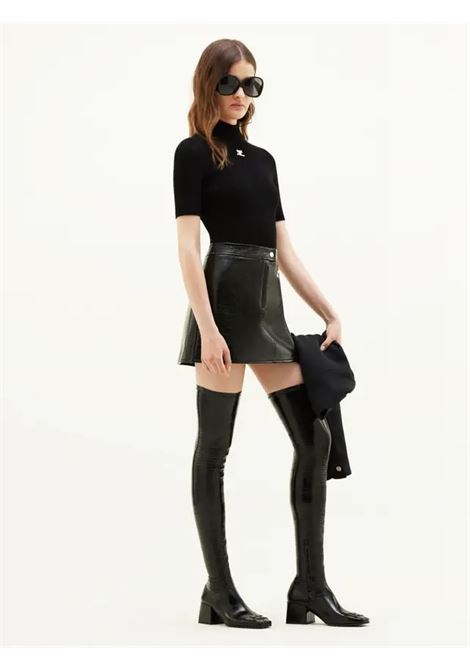 reedition ss rib knit sweater woman black COURRÈGES | PERMPU026FI00019999