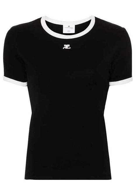 signature contrast t-shirt woman black COURRÈGES | VESJTS017JS00709901