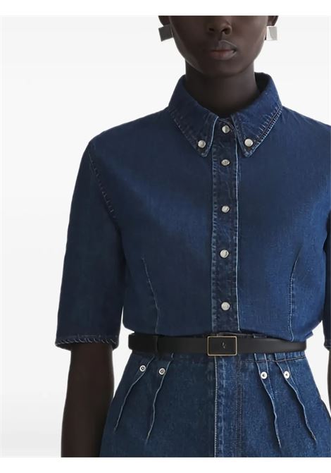 denim fitted short sleeve shirt woman blue MUGLER | 26P6TO086120326142